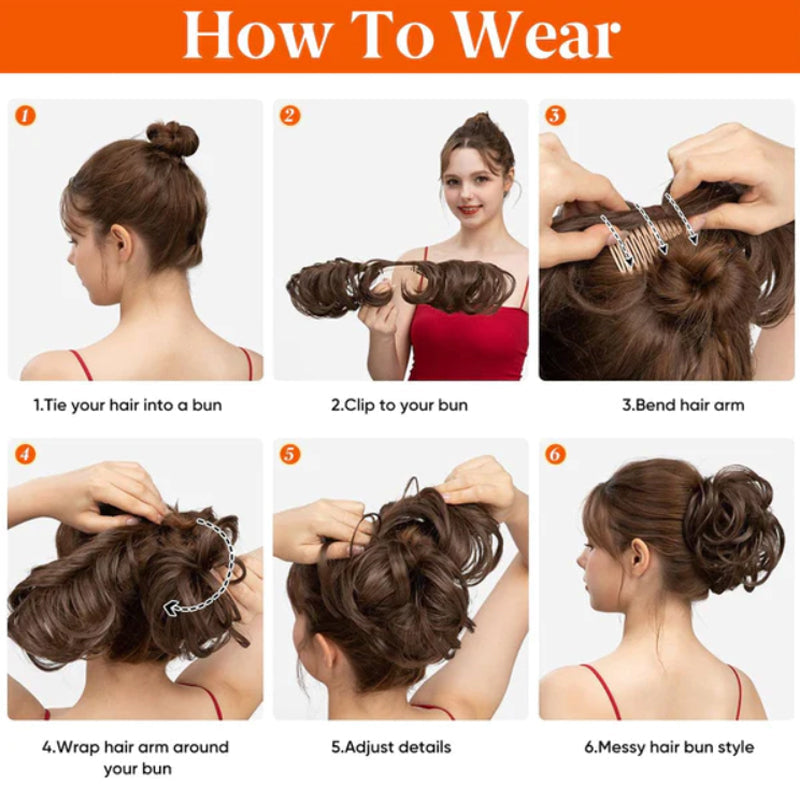 Messy Clip-in Bun with Side Clip – Elina