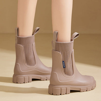 Women's waterproof rain boots with a thick tread sole – Arvella