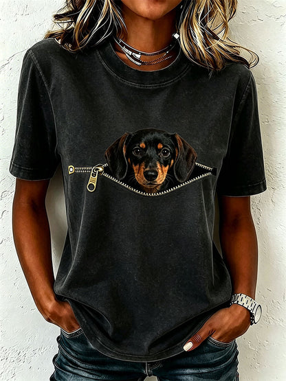 Short-Sleeve T-Shirt with Dachshund Print 3