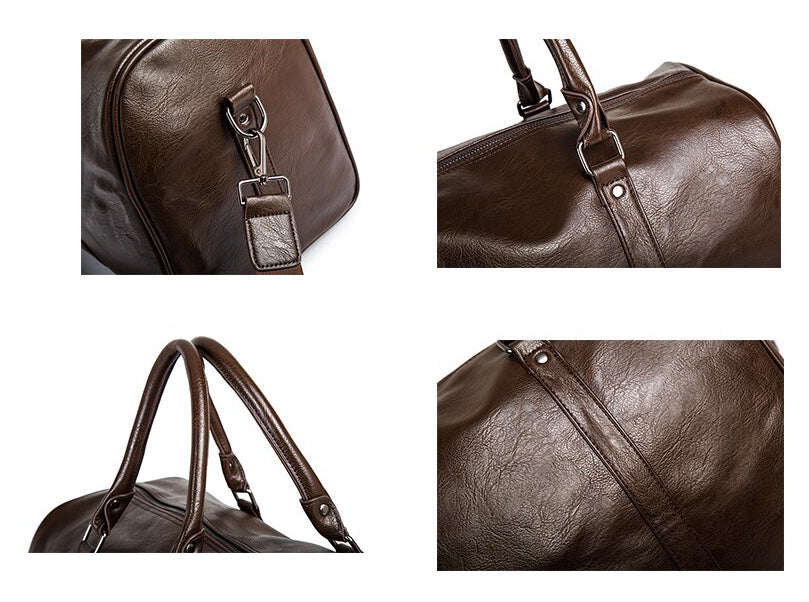 Large-Capacity Leather Travel Bag – Lightweight & Durable Hand Luggage