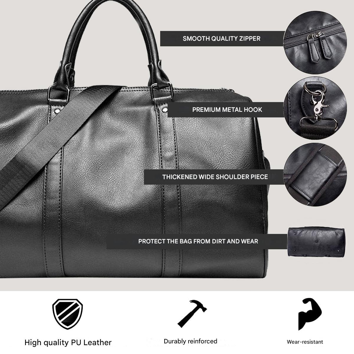 Large-Capacity Leather Travel Bag – Lightweight & Durable Hand Luggage