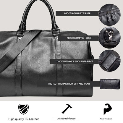 Large-Capacity Leather Travel Bag – Lightweight & Durable Hand Luggage