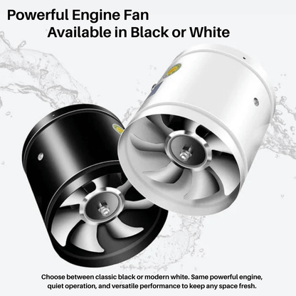 Black and white versions of the fan side by side, with water splashes behind 5