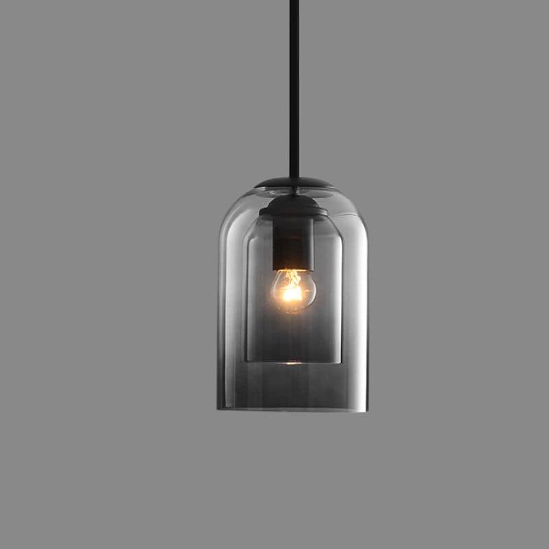 Single smoke grey pendant lit against a plain grey background, front view 10