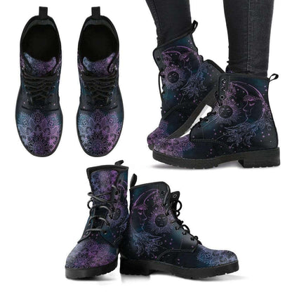 Ladies' ankle boots with autumn leaves and moon motif – Selene