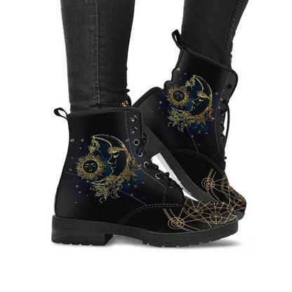 Ladies' ankle boots with autumn leaves and moon motif – Selene