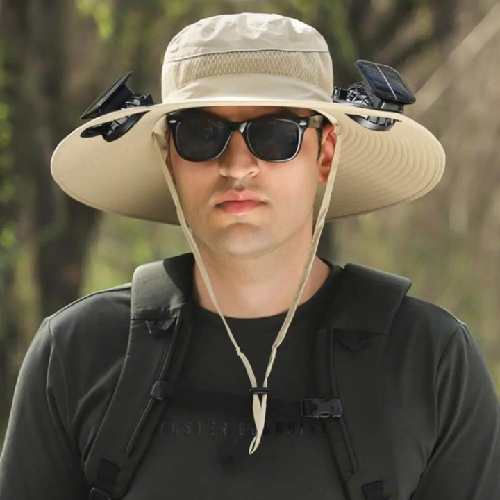 Solar-powered hat with fan and UV protection - SolarCool VentiHut