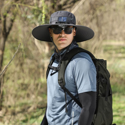 Solar-powered hat with fan and UV protection - SolarCool VentiHut