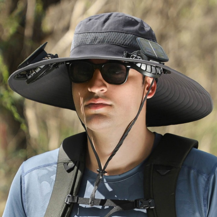 Solar-powered hat with fan and UV protection - SolarCool VentiHut