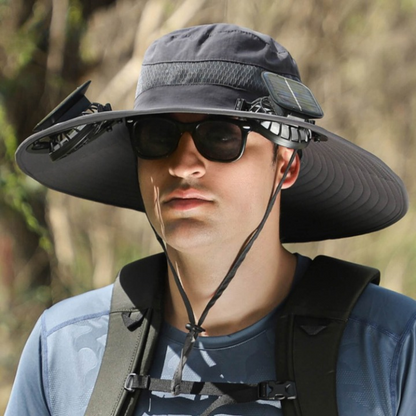 Solar-powered hat with fan and UV protection - SolarCool VentiHut