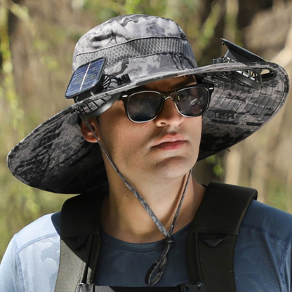 Solar-powered hat with fan and UV protection - SolarCool VentiHut