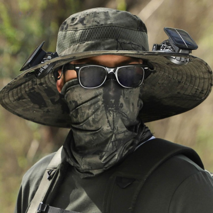 Solar-powered hat with fan and UV protection - SolarCool VentiHut