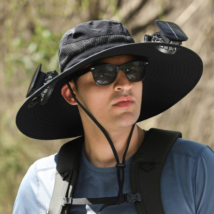 Solar-powered hat with fan and UV protection - SolarCool VentiHut