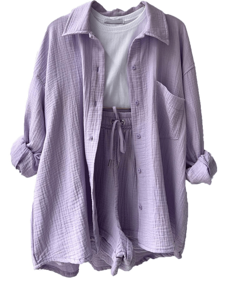 Two-piece women's summer outfit with shirt and trousers – Mila