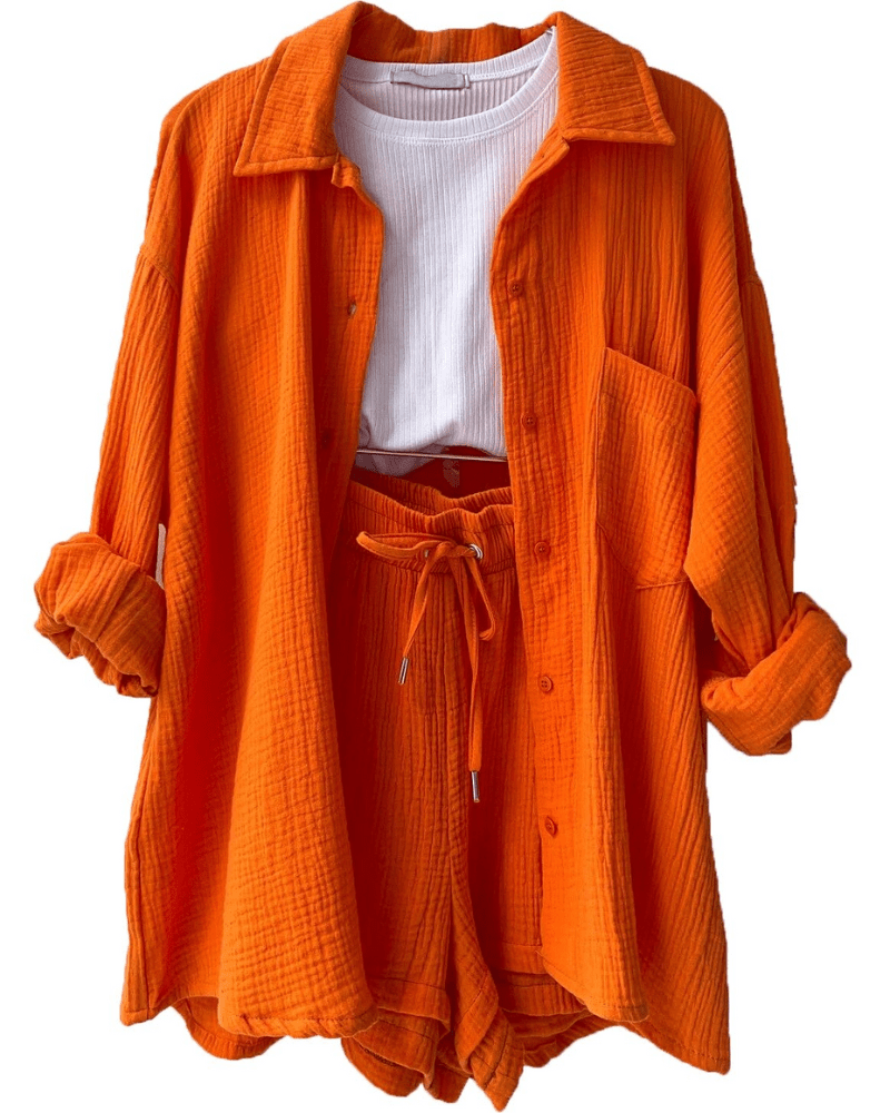 Two-piece women's summer outfit with shirt and trousers – Mila