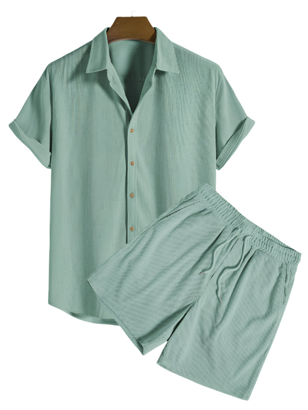 Trendy men's summer set with striped design - Beach Style