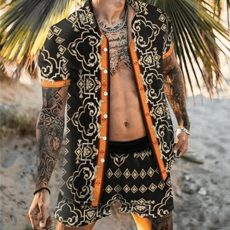 Two-piece men's summer set with patchwork print – Malik