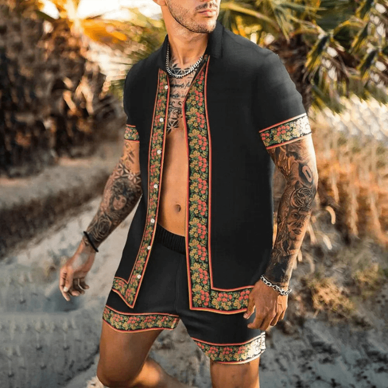 Two-piece men's summer set with patchwork print – Malik