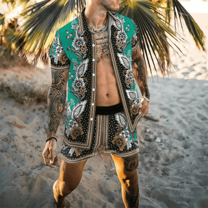 Two-piece men's summer set with patchwork print – Malik