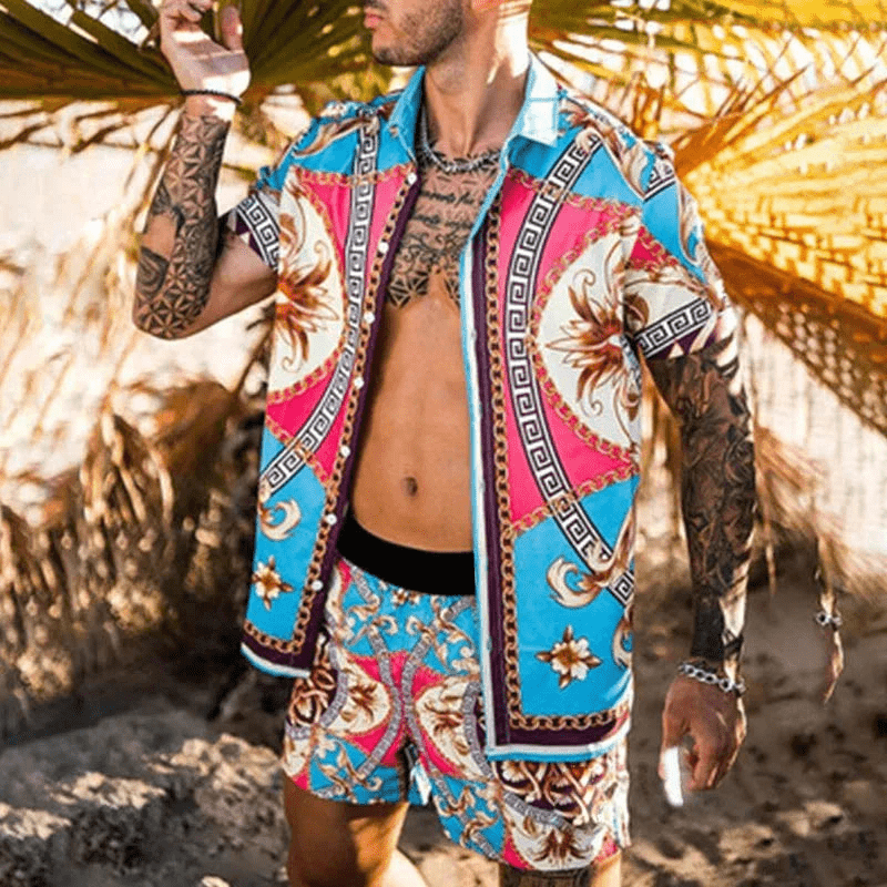 Two-piece men's summer set with patchwork print – Malik