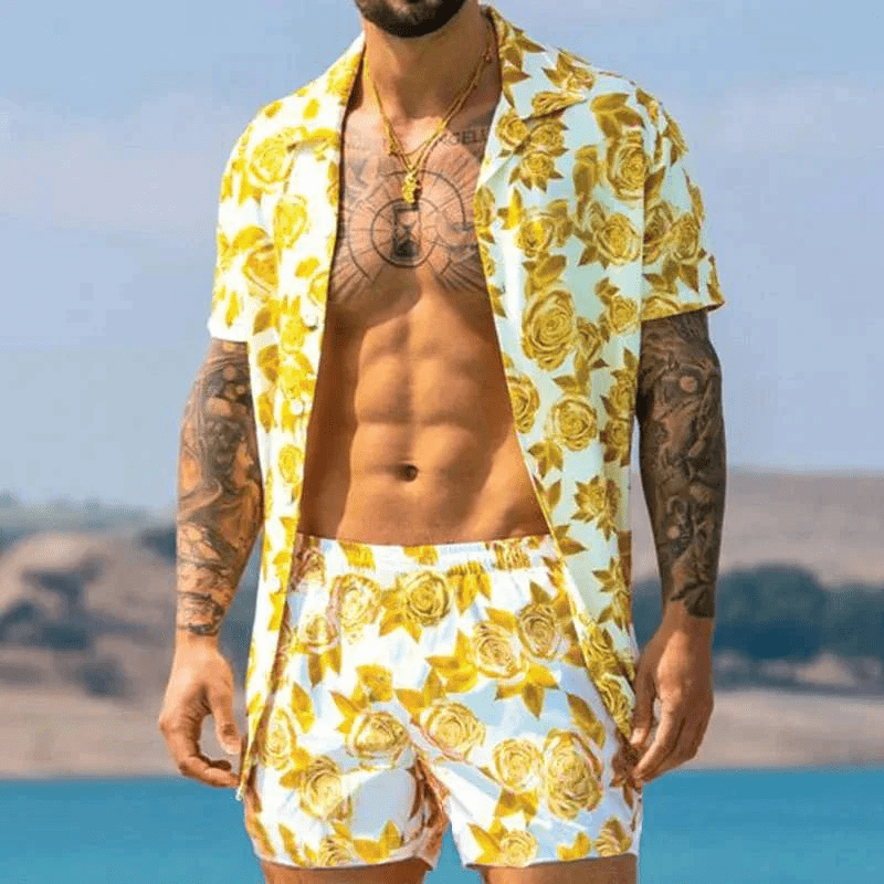 Two-piece men's summer set with patchwork print – Malik