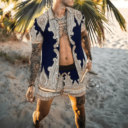 Two-piece men's summer set with patchwork print – Malik