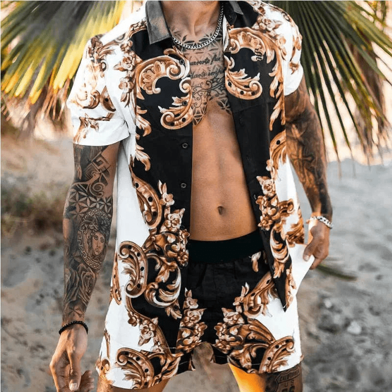 Two-piece men's summer set with patchwork print – Malik
