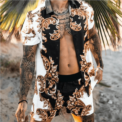 Two-piece men's summer set with patchwork print – Malik
