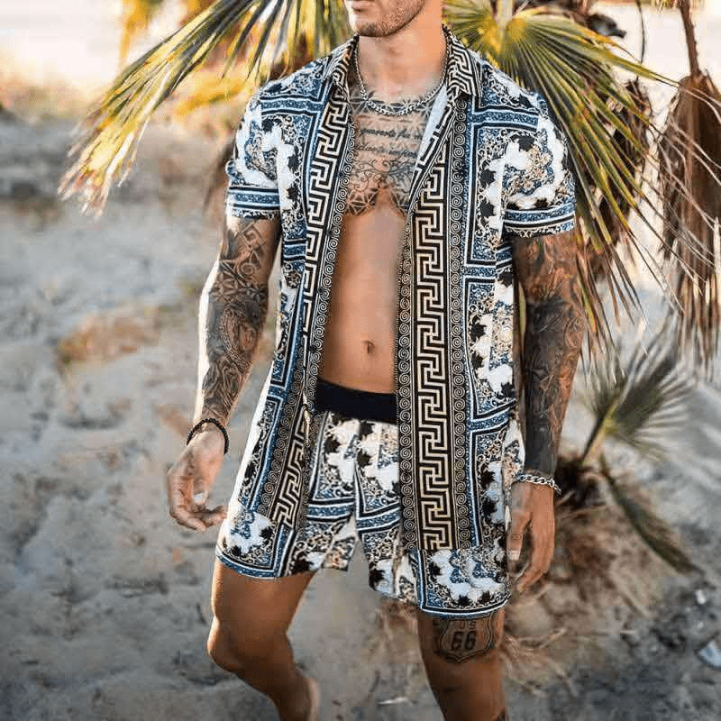 Two-piece men's summer set with patchwork print – Malik