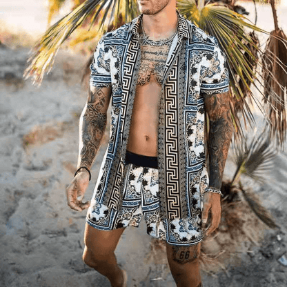 Two-piece men's summer set with patchwork print – Malik