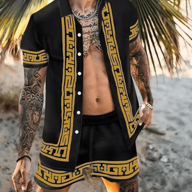 Two-piece men's summer set with patchwork print – Malik