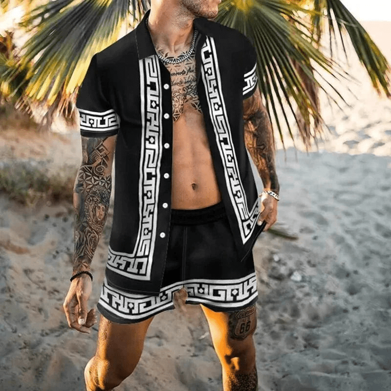 Two-piece men's summer set with patchwork print – Malik