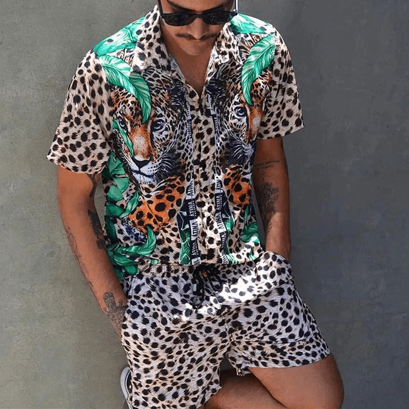Two-piece men's summer set with patchwork print – Malik