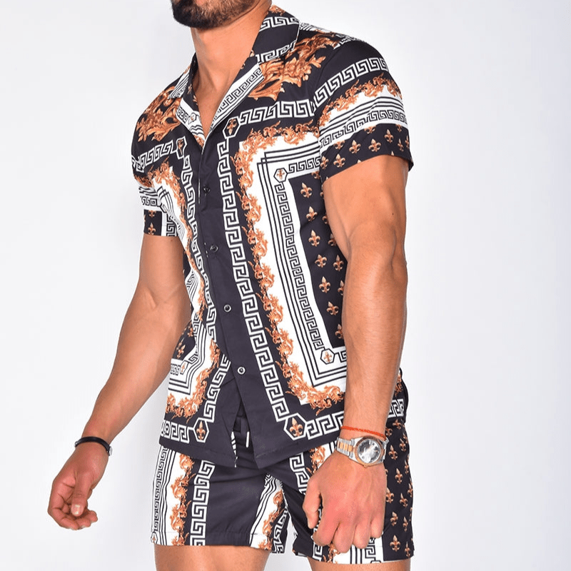 Two-piece men's summer set with patchwork print – Malik