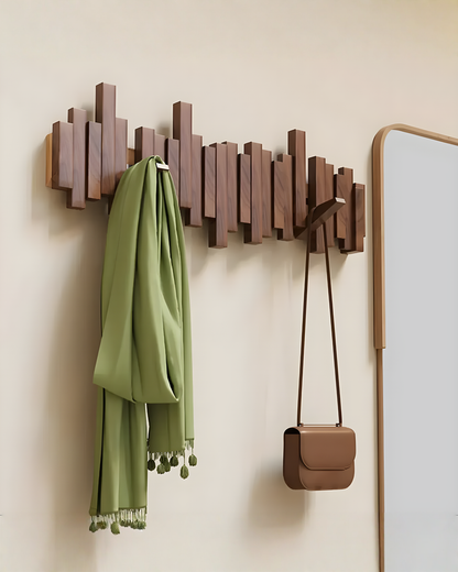 Wooden Wall Coat Rack with Foldable Magnetic Hooks – Beech, 3-10 Hooks 5