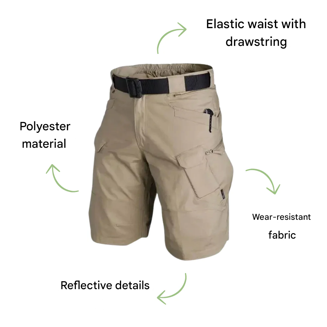 Men's outdoor shorts with 6 zip pockets - FlexTrek cargo shorts