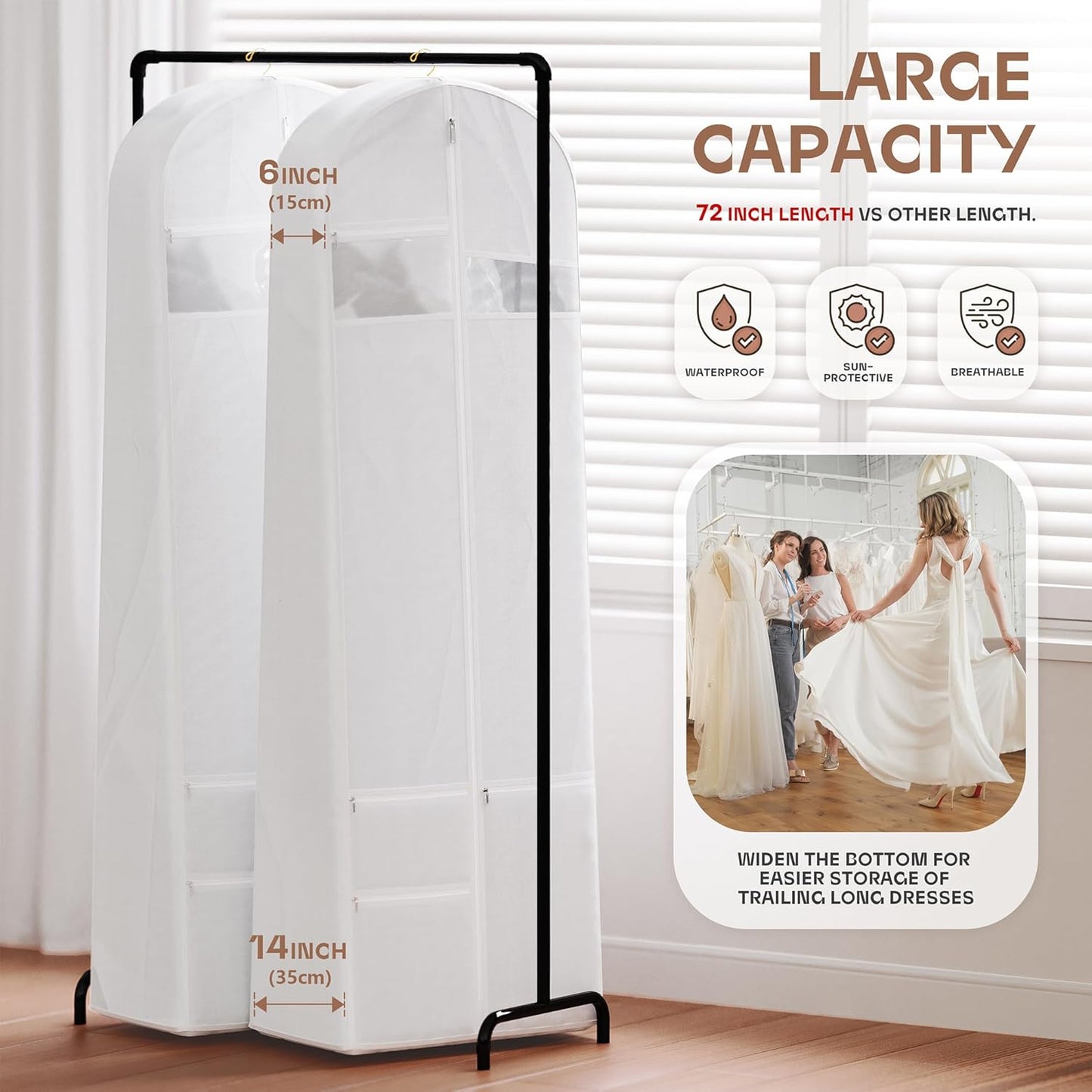 Heavy-duty travel garment bag with clear viewing window & accessory pockets – 2 for the price of 1