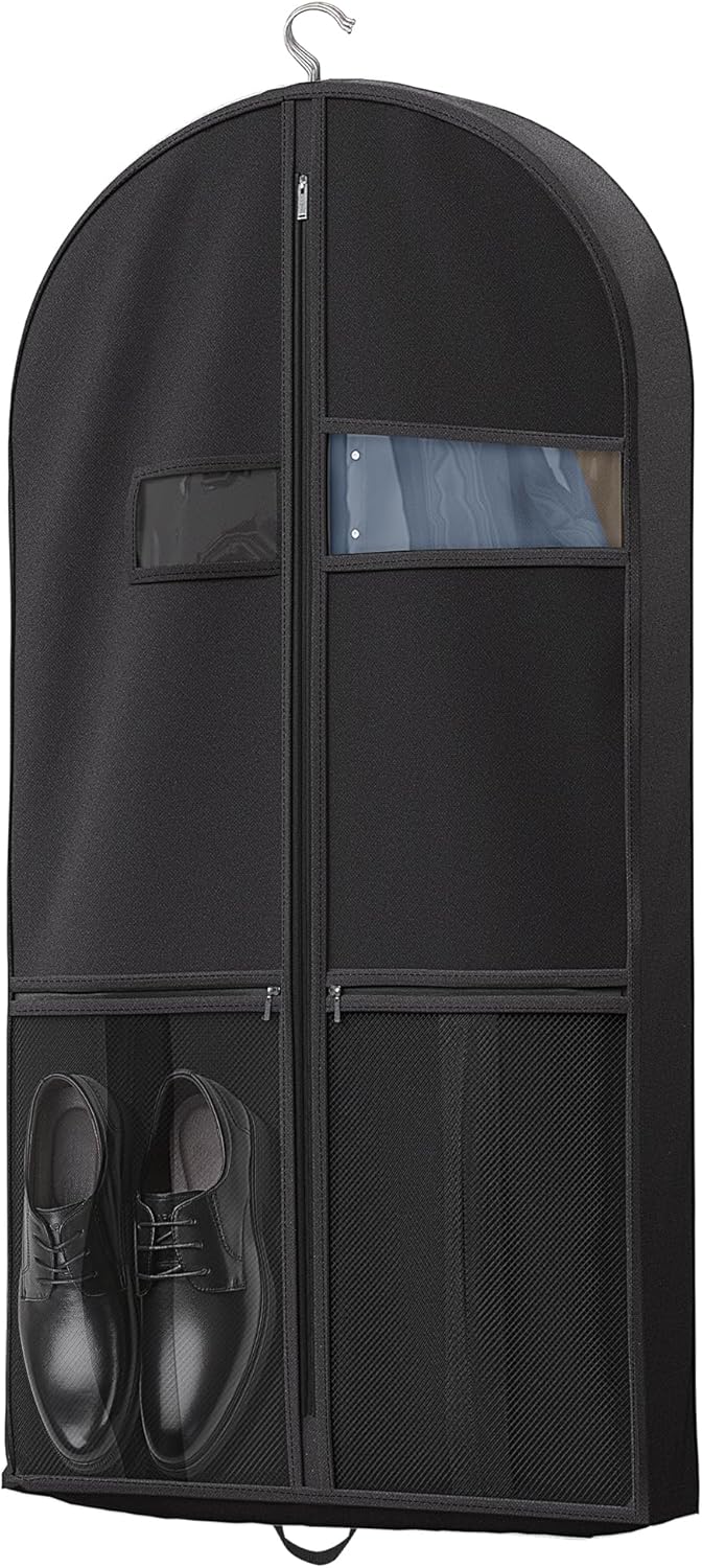 Heavy-duty travel garment bag with clear viewing window & accessory pockets – 2 for the price of 1