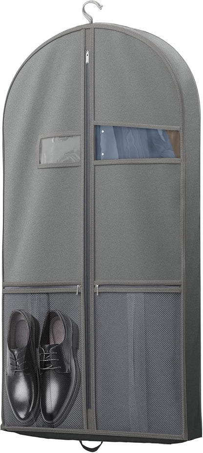 Heavy-duty travel garment bag with clear viewing window & accessory pockets – 2 for the price of 1