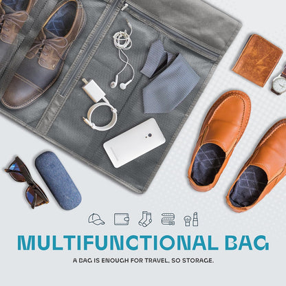 Heavy-duty travel garment bag with clear viewing window & accessory pockets – 2 for the price of 1