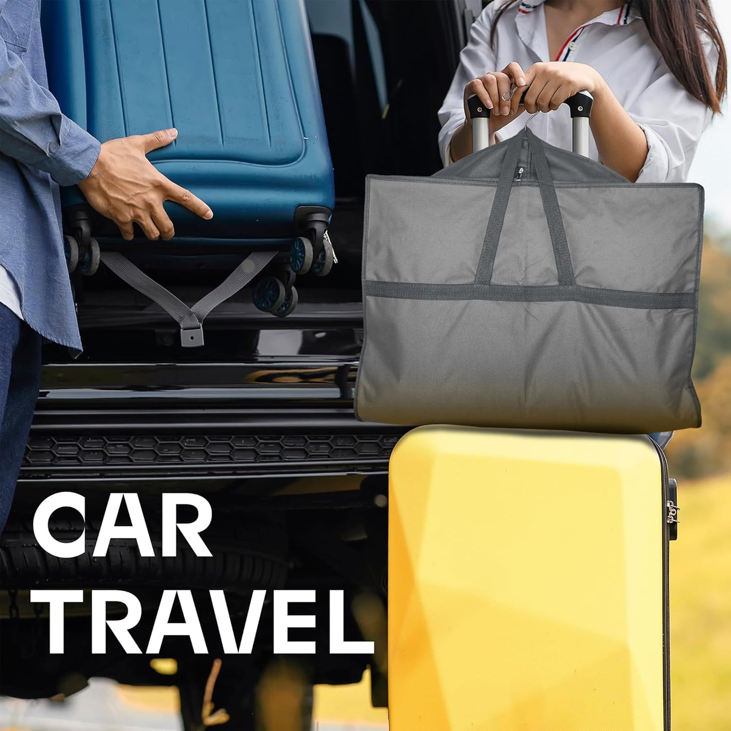 Heavy-duty travel garment bag with clear viewing window & accessory pockets – 2 for the price of 1