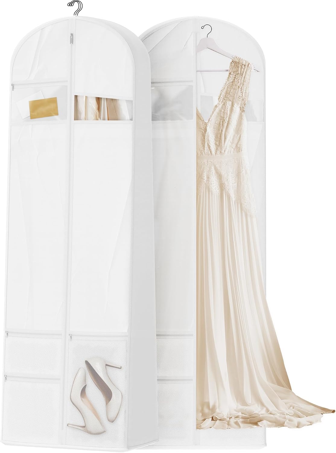Heavy-duty travel garment bag with clear viewing window & accessory pockets – 2 for the price of 1