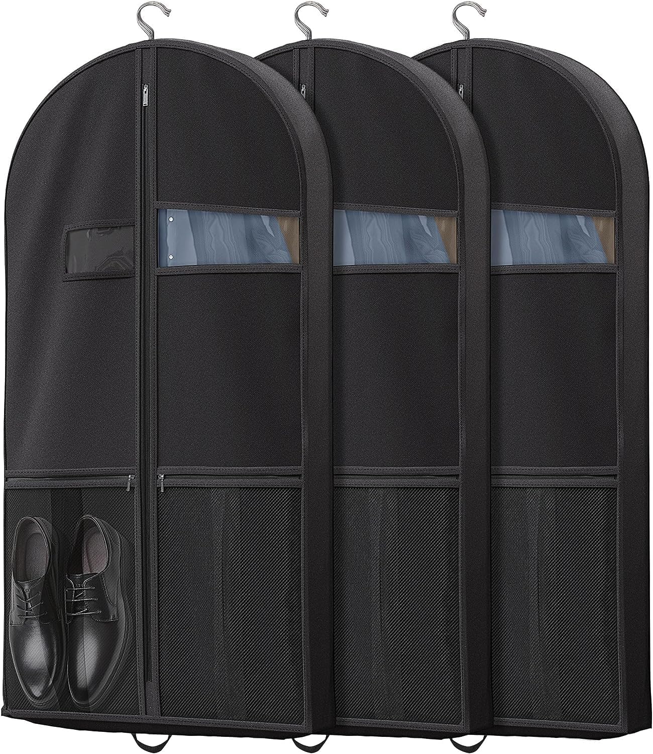 Heavy-duty travel garment bag with clear viewing window & accessory pockets – 2 for the price of 1