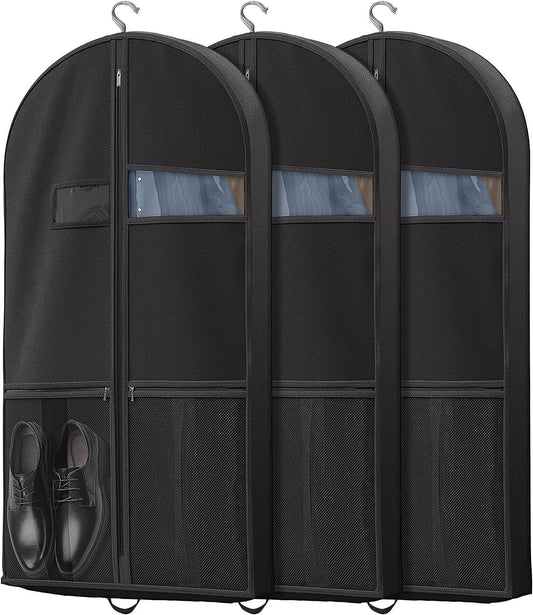 Heavy-duty travel garment bag with clear viewing window & accessory pockets – 2 for the price of 1