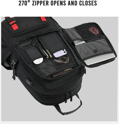 60L waterproof travel laptop rucksack with USB port and shoe compartment