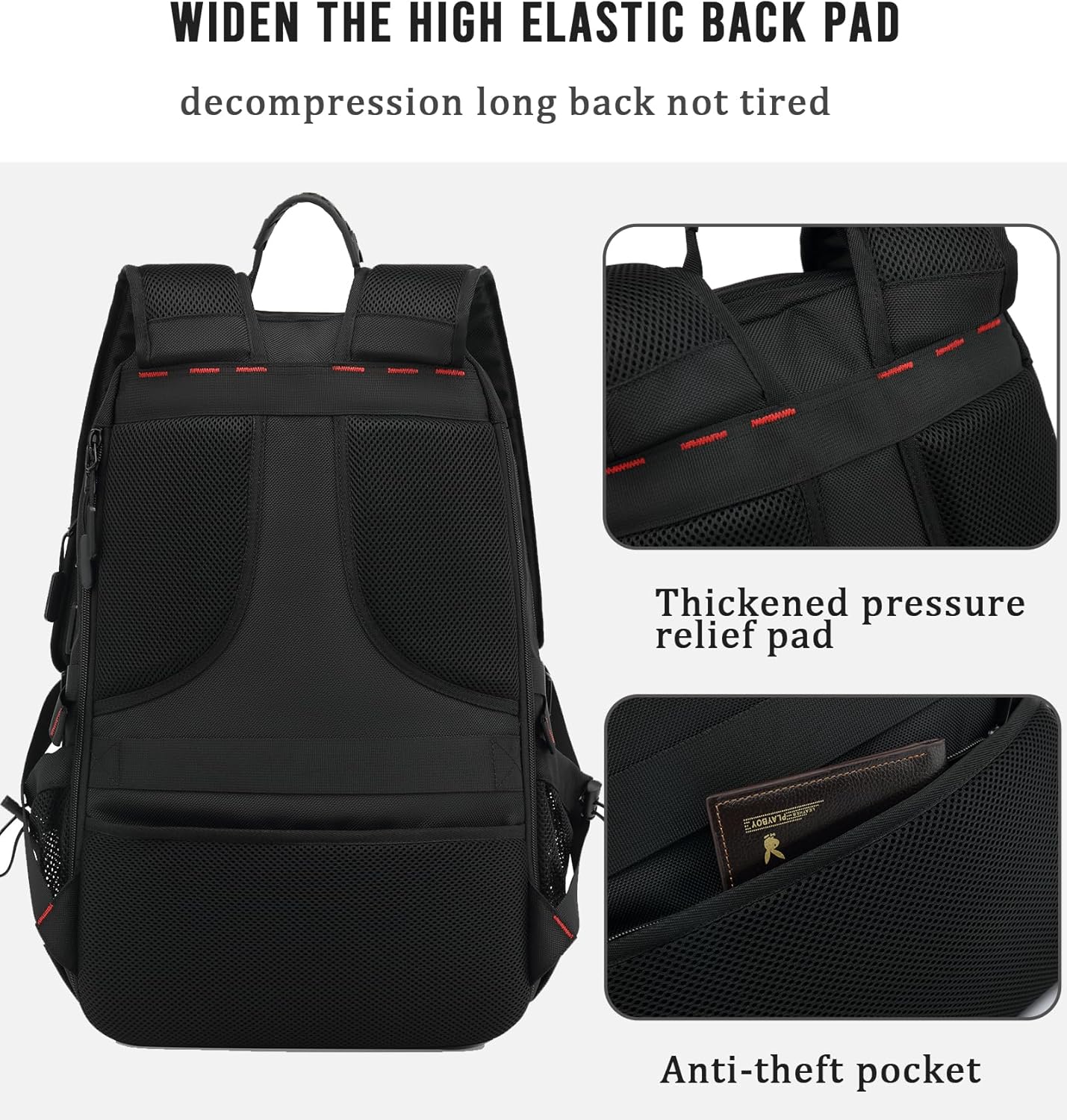 60L waterproof travel laptop rucksack with USB port and shoe compartment