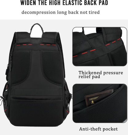 60L waterproof travel laptop rucksack with USB port and shoe compartment