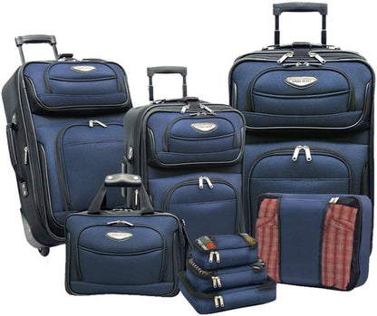 8-piece soft-shell luggage set with packing cubes and TSA lock – TravelMax