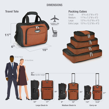 8-piece soft-shell luggage set with packing cubes and TSA lock – TravelMax