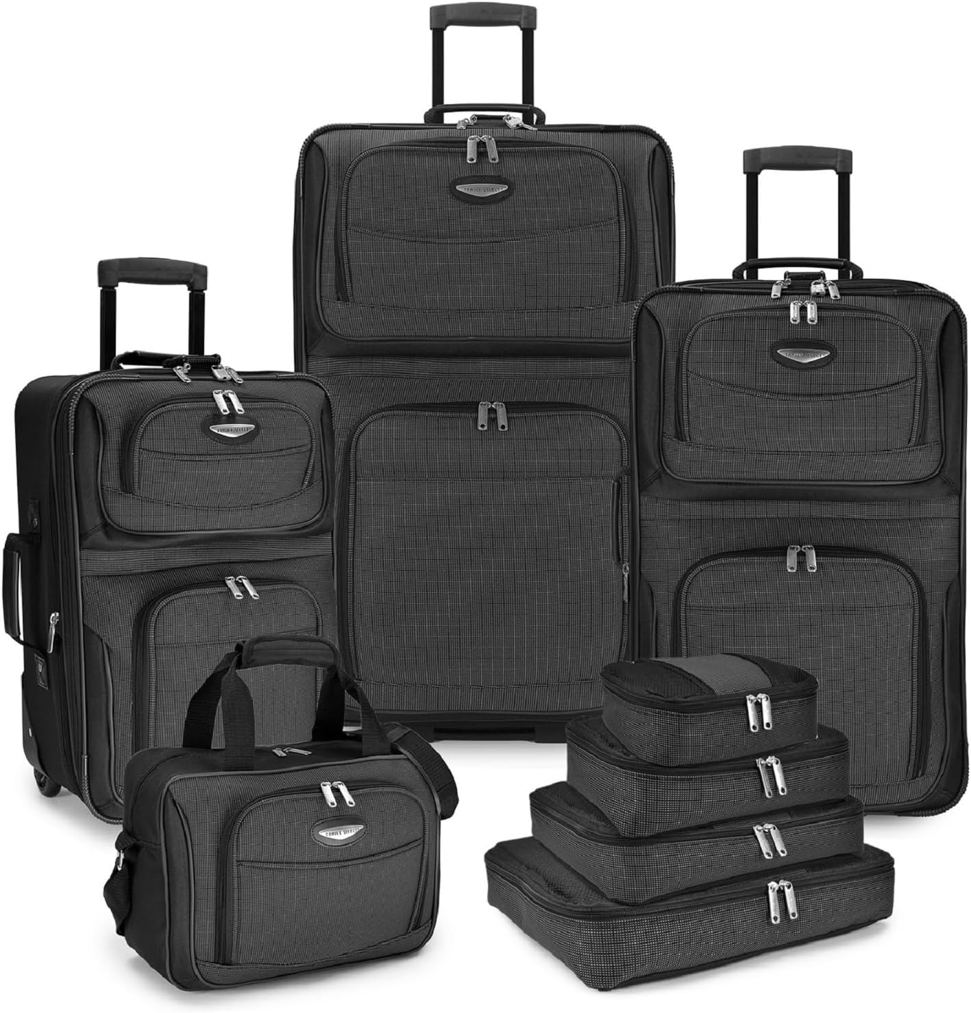 8-piece soft-shell luggage set with packing cubes and TSA lock – TravelMax